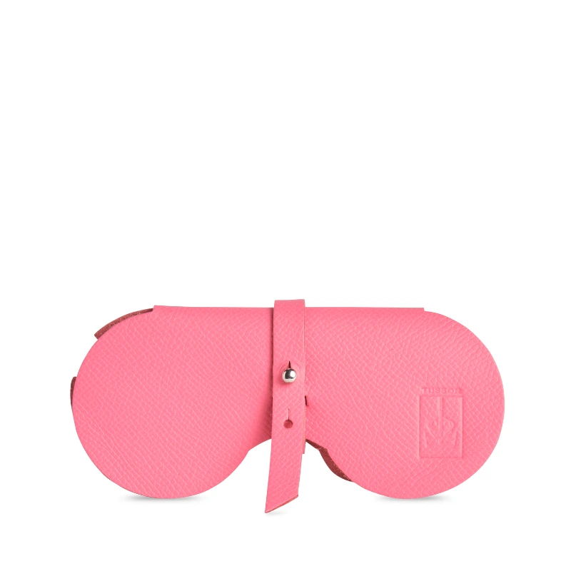 étui à lunettes en cuir vachette fushia
