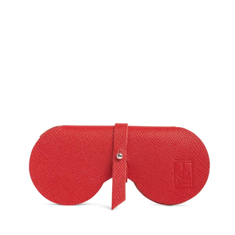 étui à lunettes en cuir vachette rouge