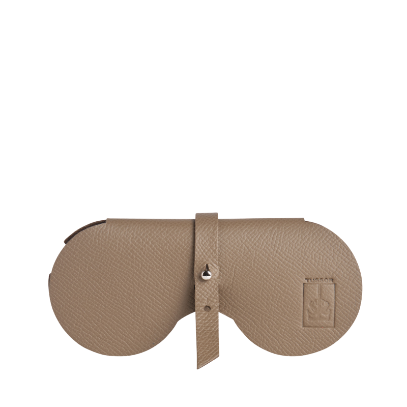 étui à lunettes en cuir vachette taupe