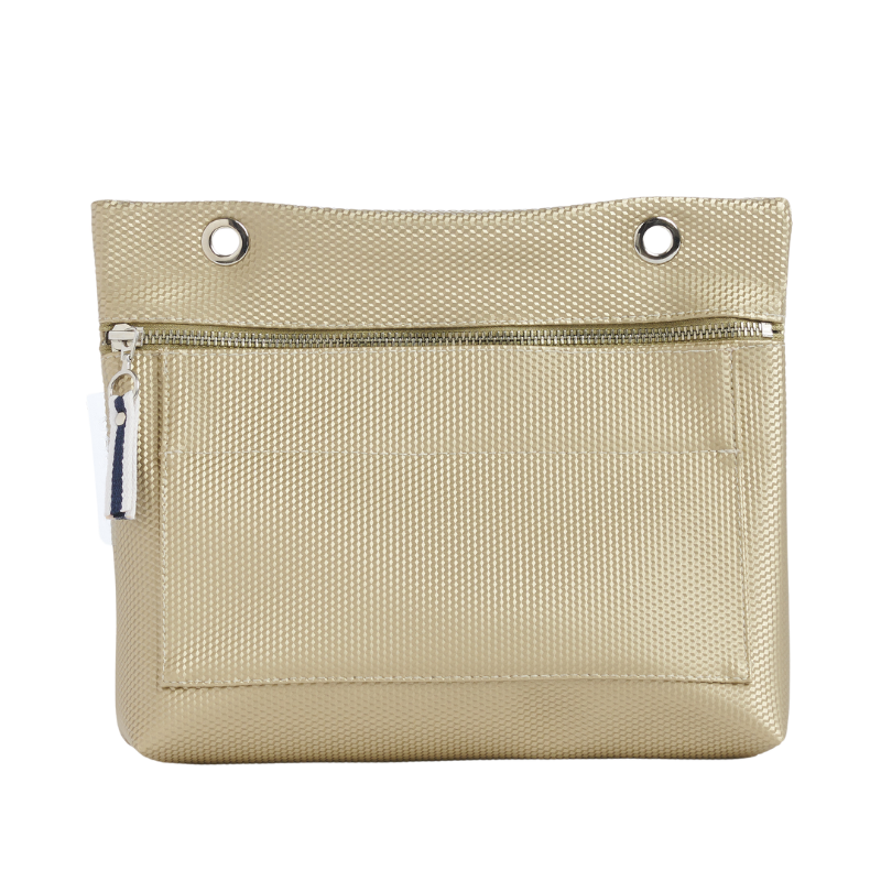 Grande pochette modulable en polyester brillant avec une poche devant