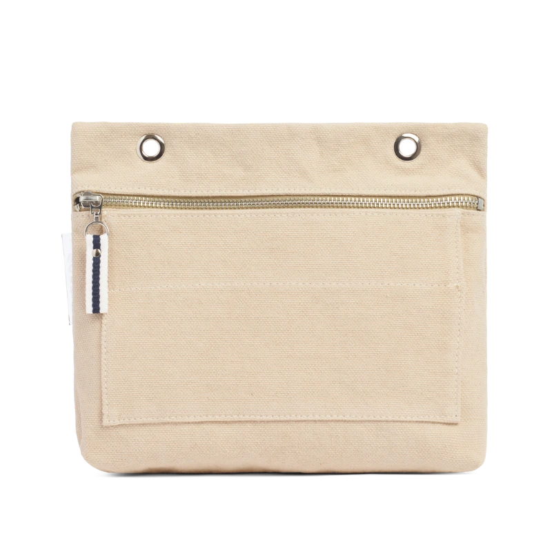 Grande pochette modulable en coton grege avec une poche devant
