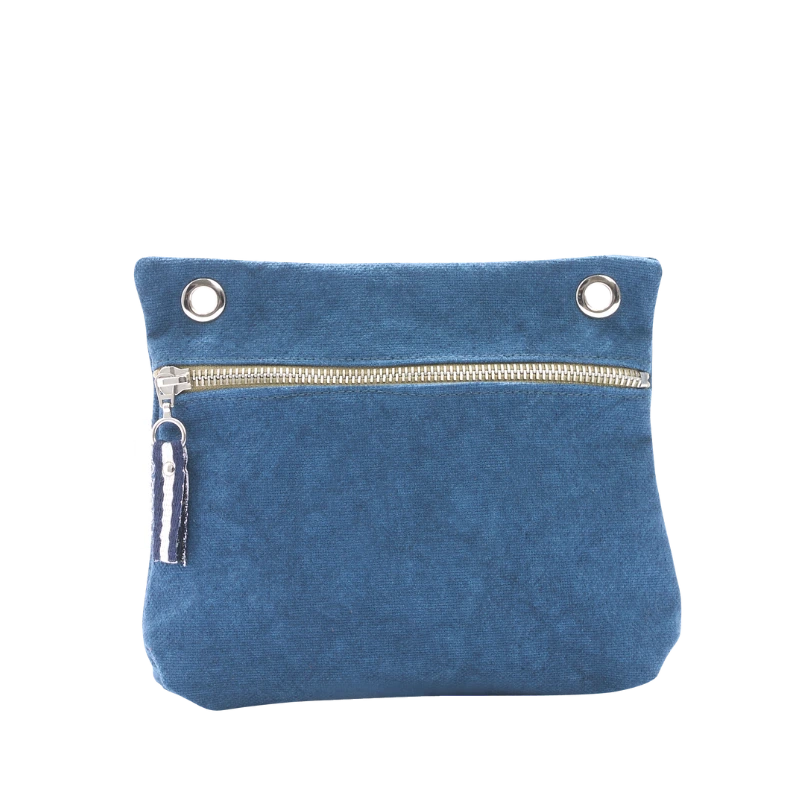 pochette yole en coton bleu canard