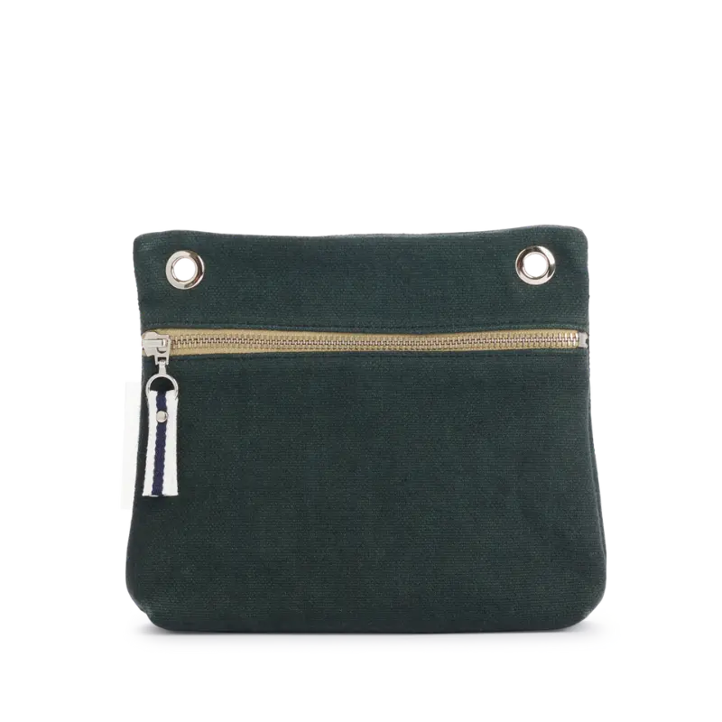 pochette yole en coton vert foret