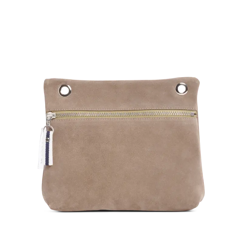 pochette yole en cuir vachette velours galet