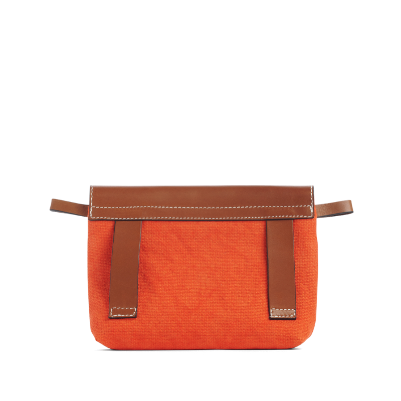 pochette mobile amovible en coton corail et cuir