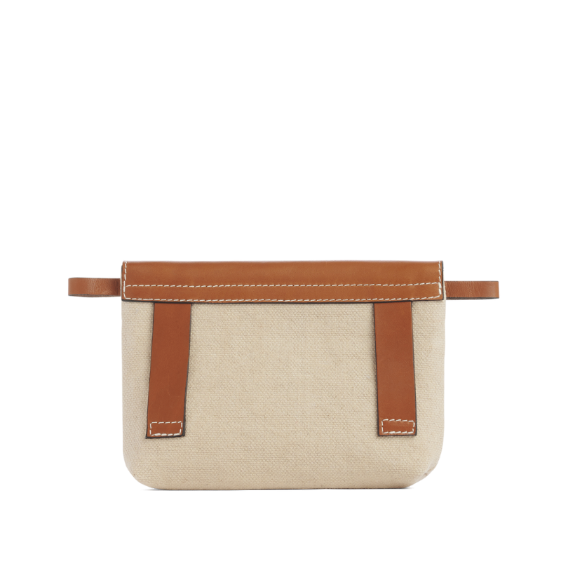 pochette mobile amovible en coton grege et cuir